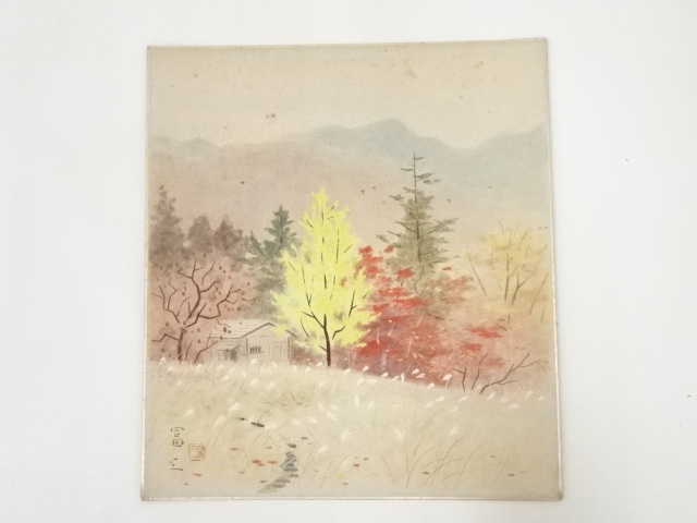 JAPANESE ART / SHIKISHI / HAND PAINTED SCENERY / BY TOMIZO TAKAMI